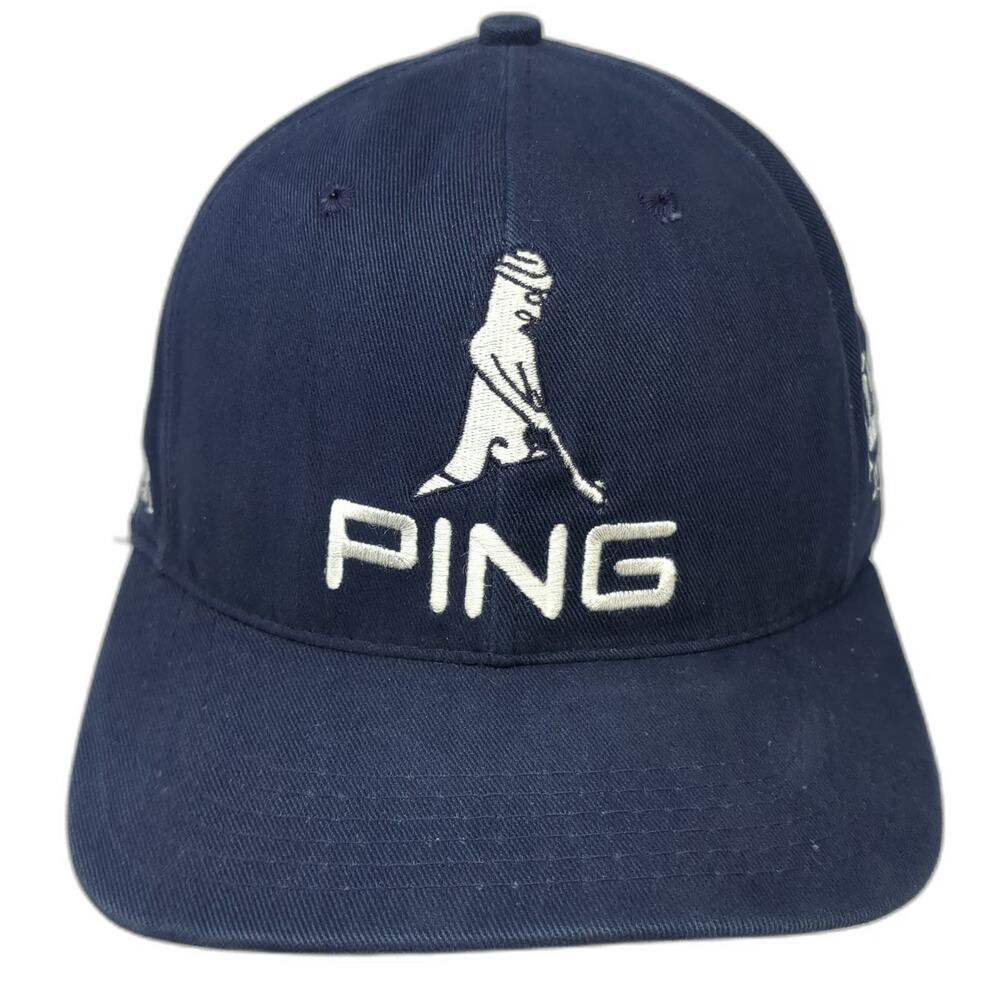 Ping Baseball Cap Blue One Size Pingman Logo Strapback Made in USA hat Vintage